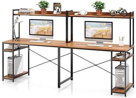 Дизайнерський Письмовий комп'ютерний стіл з полицями Loft Design 240x60x160h Чорний/Дерево ATL722 ATL722 фото