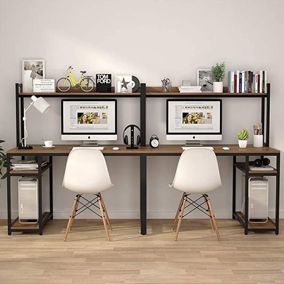 Дизайнерський Письмовий комп'ютерний стіл з полицями Loft Design 240x60x160h Чорний/Дерево ATL722 ATL722 фото