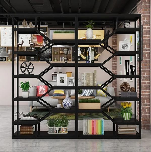 Дизайнерский Стеллаж в стиле Loft Design 100x30x220h Черный/Дерево ATL096 ATL096 фото