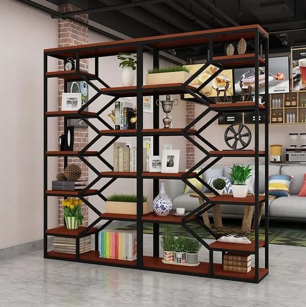 Дизайнерский Стеллаж в стиле Loft Design 100x30x220h Черный/Дерево ATL096 ATL096 фото