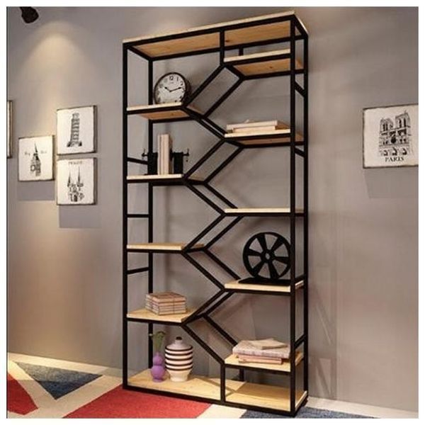 Дизайнерский Стеллаж в стиле Loft Design 100x30x220h Черный/Дерево ATL096 ATL096 фото