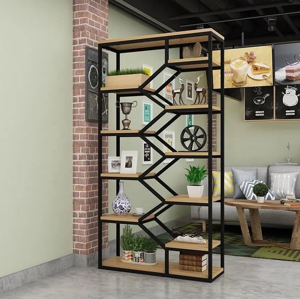 Дизайнерский Стеллаж в стиле Loft Design 100x30x220h Черный/Дерево ATL096 ATL096 фото