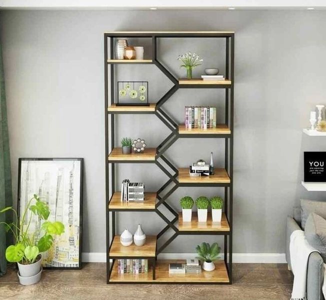 Дизайнерский Стеллаж в стиле Loft Design 100x30x220h Черный/Дерево ATL096 ATL096 фото