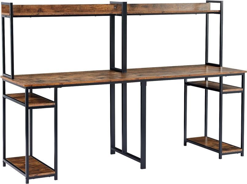 Дизайнерський Письмовий комп'ютерний стіл з полицями Loft Design 240x60x160h Чорний/Дерево ATL722 ATL722 фото