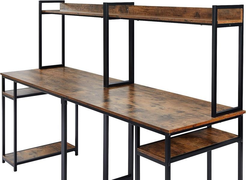 Дизайнерський Письмовий комп'ютерний стіл з полицями Loft Design 240x60x160h Чорний/Дерево ATL722 ATL722 фото