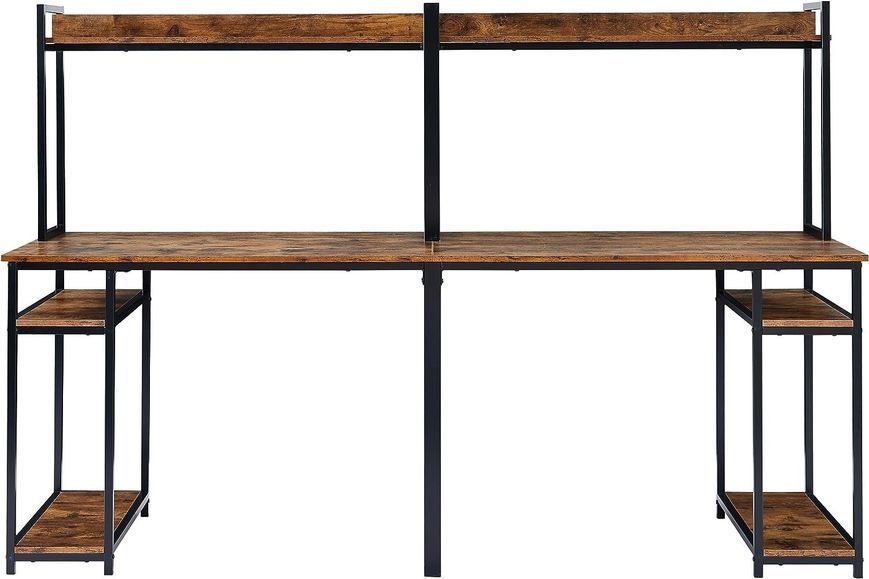 Дизайнерський Письмовий комп'ютерний стіл з полицями Loft Design 240x60x160h Чорний/Дерево ATL722 ATL722 фото