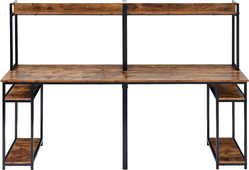 Дизайнерський Письмовий комп'ютерний стіл з полицями Loft Design 240x60x160h Чорний/Дерево ATL722 ATL722 фото
