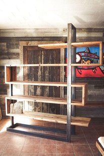 Дизайнерський Стелаж в стилі Loft Design 200x30x200h Сірий/Дерево ATL856 ATL856 фото