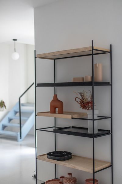 Дизайнерский Стеллаж в стиле Loft Design 100x40x200h Черный/Дерево ATL405 ATL405 фото
