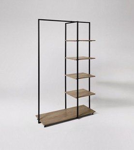 Дизайнерська Підлогова вішалка в стилі Loft Design 120x40x180h Чорний/Дерево ATL140 ATL140 фото
