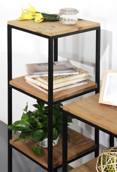 Дизайнерський Стелаж в стилі Loft Design 120x40x120h Чорний/Дерево ATL097 ATL097 фото