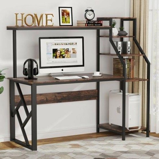 Дизайнерський Письмовий комп'ютерний стіл з полицями Loft Design 160x60x150h Чорний/Дерево ATL624 ATL624 фото