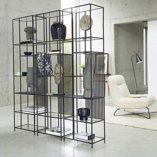 Комплект Дизайнерських Стелажів в стилі Loft Design 150x30x220h Чорний/Скло ATL699 ATL699 фото