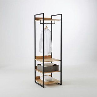 Дизайнерська Підлогова вішалка в стилі Loft Design 120x40x180h Чорний/Дерево ATL141 ATL141 фото