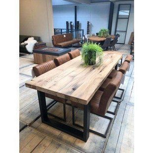 Дизайнерський Кухонний обідній стіл з натурального дерева Loft Design 240x80x75h Чорний / Дерево ATL179 ATL179 фото
