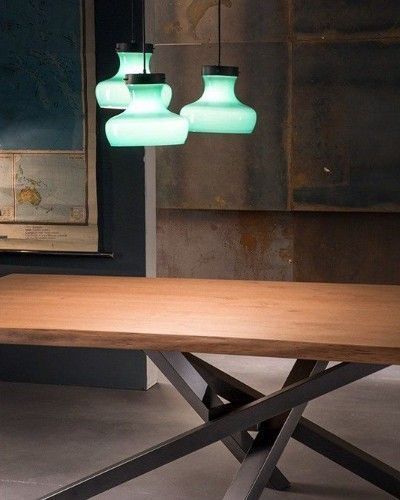 Дизайнерський Кухонний обідній стіл з натурального дерева Loft Design 220x80x75h Чорний / Дерево ATL794 ATL794 фото