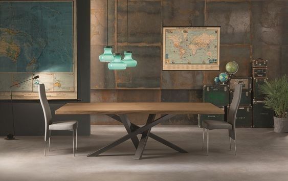 Дизайнерський Кухонний обідній стіл з натурального дерева Loft Design 220x80x75h Чорний / Дерево ATL794 ATL794 фото