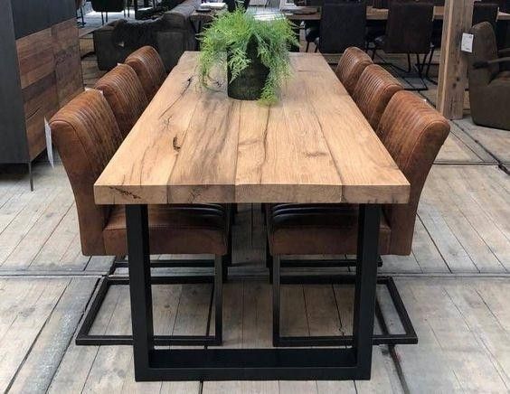 Дизайнерський Кухонний обідній стіл з натурального дерева Loft Design 240x80x75h Чорний / Дерево ATL179 ATL179 фото