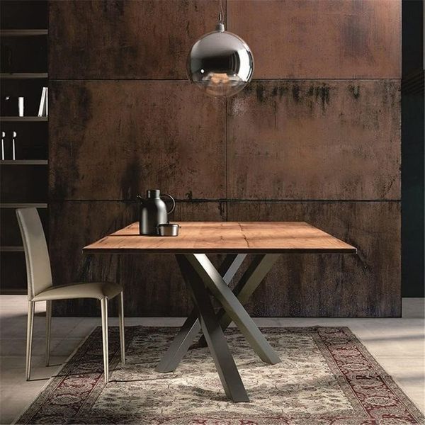 Дизайнерський Кухонний обідній стіл з натурального дерева Loft Design 220x80x75h Чорний / Дерево ATL794 ATL794 фото