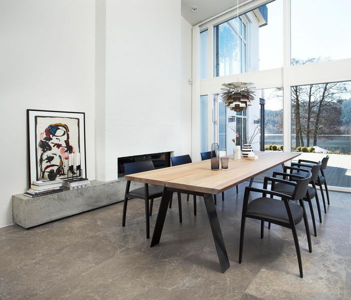 Дизайнерский Кухонный обеденный стол из натурального дерева Loft Design 240x80x75h Черный / Дерево ATL1131 ATL1131 фото