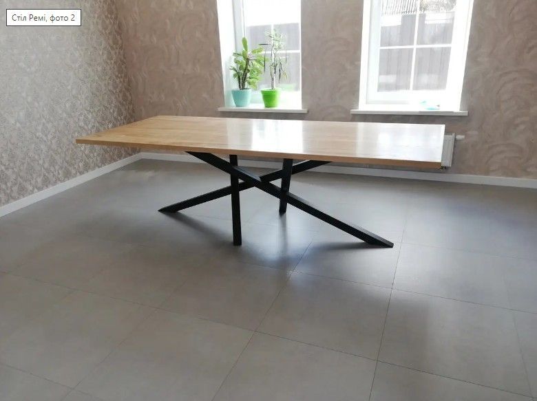 Дизайнерський Кухонний обідній стіл з натурального дерева Loft Design 220x80x75h Чорний / Дерево ATL794 ATL794 фото