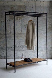 Дизайнерська Підлогова вішалка в стилі Loft Design 120x40x180h Чорний/Дерево ATL142 ATL142 фото