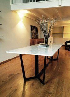 Дизайнерський Кухонний обідній стіл Loft Design 240x80x75h Чорний / Дерево ATL652 ATL652 фото