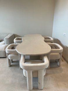 Скульптурный обеденный стол с микроцемента Loft Design 220х80х75h Серый ATL1759 ATL1759 фото