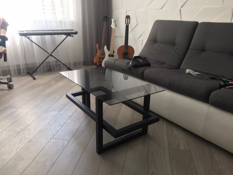 Дизайнерський журнальний стіл в стилі Loft 100x50x45h Чорний/Скло ATL300 ATL300 фото