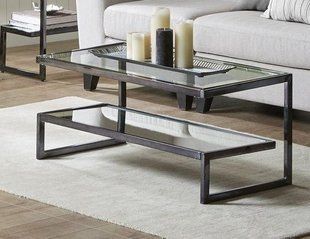Дизайнерський журнальний стіл в стилі Loft 100x50x50h Сірий/Скло ATL600 ATL600 фото