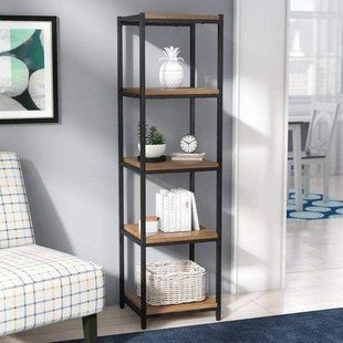 Дизайнерский Стеллаж в стиле Loft Design 400x40x170h Черный/Дерево ATL414 ATL414 фото